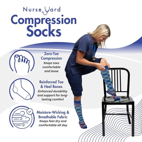 NURSE YARD unisex Compression Socks for Nurses Medical Staff - Picture 2 of 13